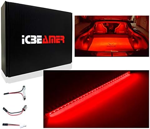 ICBEAMER 12" Red 18 SMDs 2835 LED Strip Light Universal Fit Car Trunk Cargo Area or Interior Illumination