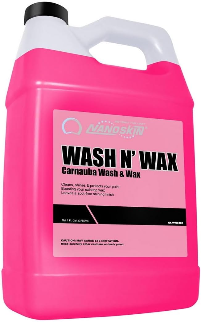 Nanoskin WASH N' WAX with Carnauba 1 gallon - Cleans & Shines in One Step | Works with Foam Cannon, Foam Gun, Bucket Washes, Pressure Washer | Carnauba Wax Protection for Cars