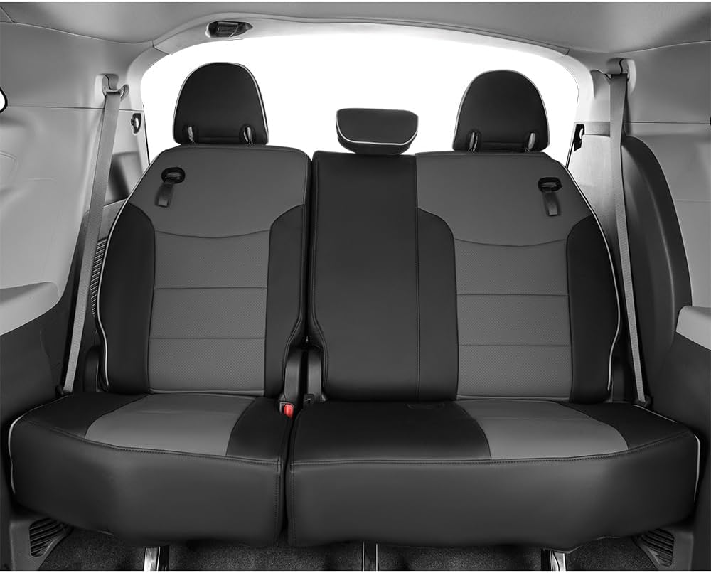 EKR Sienna Seat Covers for 2021-2025 Toyota Sienna Limited,Platinum,2nd Row Captain Chairs with Legrest 7 Seats,Automotive Seat Covers,Car Seat Cover Full Set,Leather (Black/Gray)
