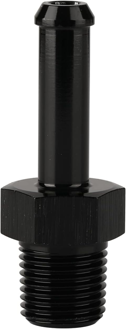 1/8 NPT Male to 1/4" Hose Barb Fitting Adapter Nipple Straight Aluminum Black