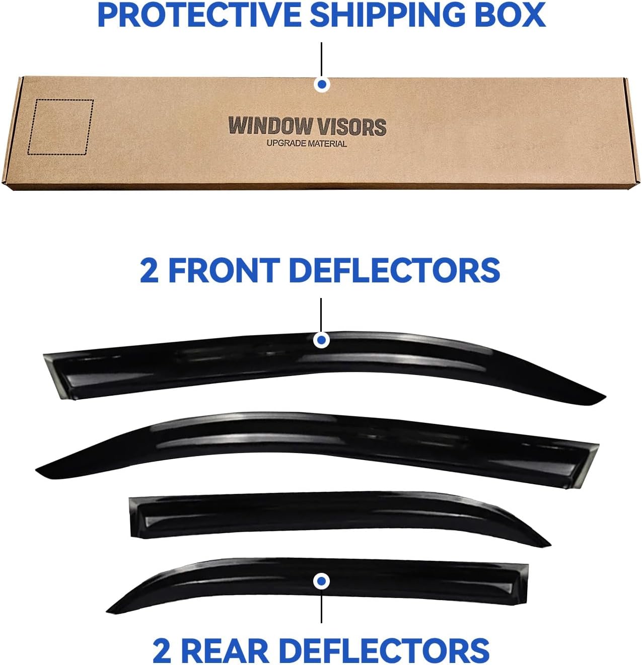 Window Visors Rain Guards Shield for 2012 2013 2014 Toyota Camry, Out-Channel Window Vent Wind Deflectors Visors Shades for 12 13 14 Camry