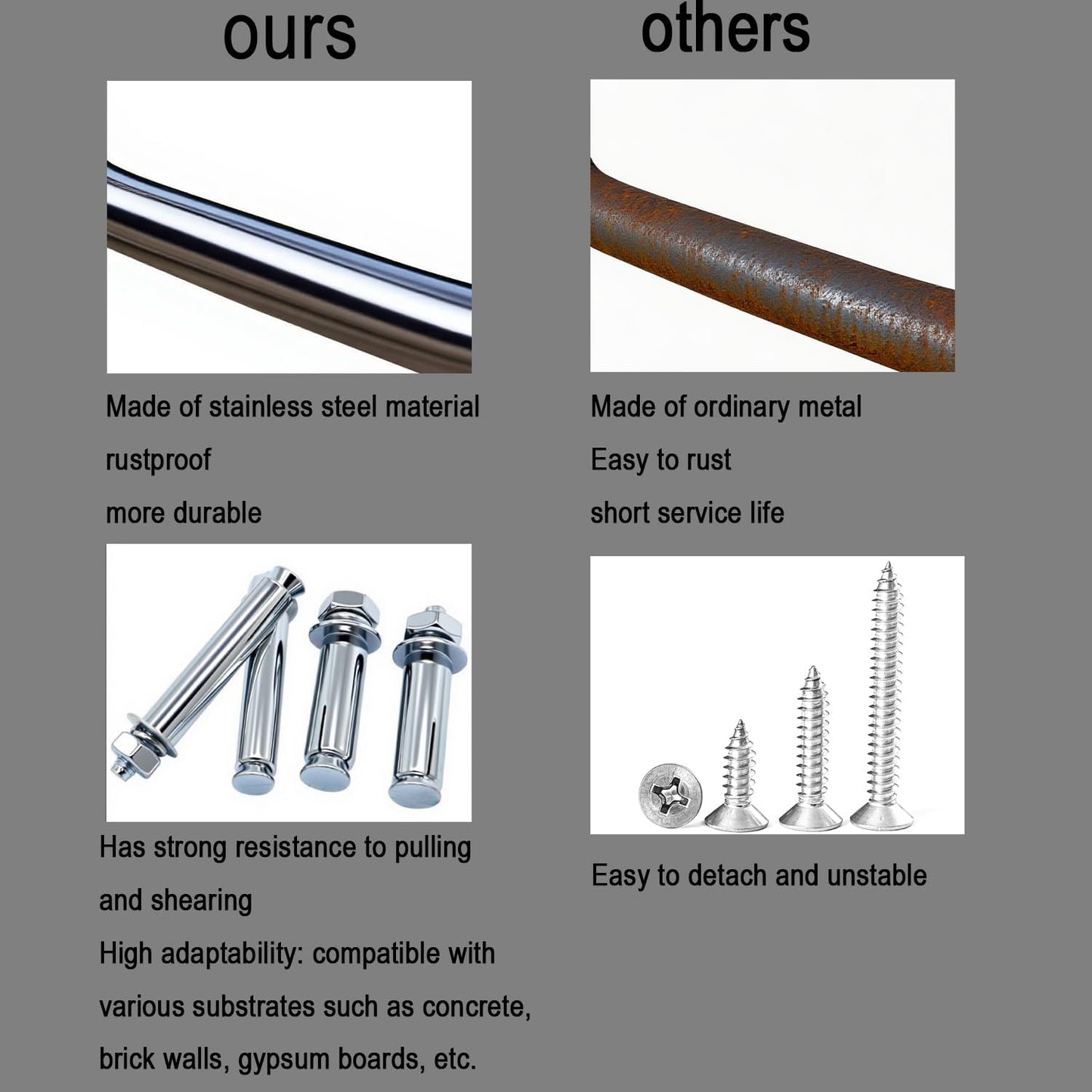 6 Pack Garage Hooks Heavy Duty, 15" 100LB Stainless Steel Wall Mount Kayak Storage Rack with EVA Pads for Hanging Indoor/Outdoor, Garage Storage Organizer for Hang Ladders Folding Chair Bike