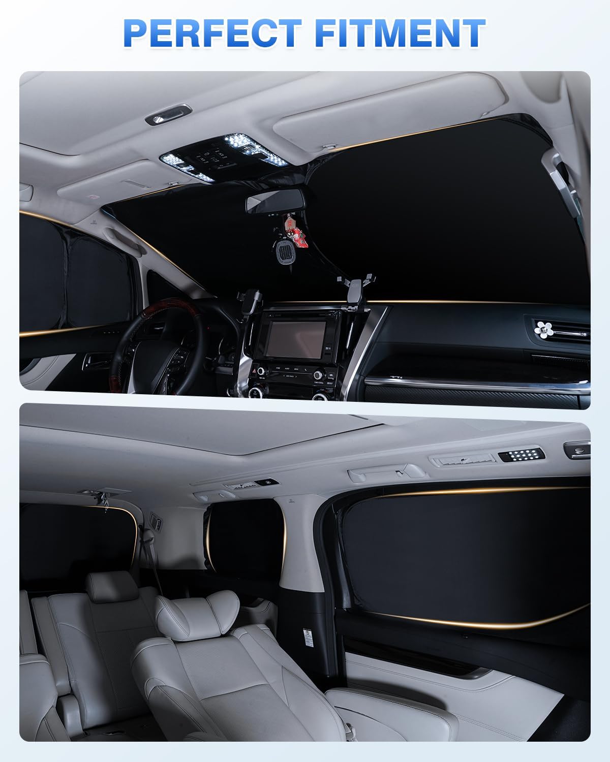 Sunshades for Hyundai Santa Fe 2024 2025 2026 Accessories Windshield Sun Shade Side Rear Window Shade Cover Sun Visor Shield Privacy Protection Keep Vehicle Cool Black 10PCS