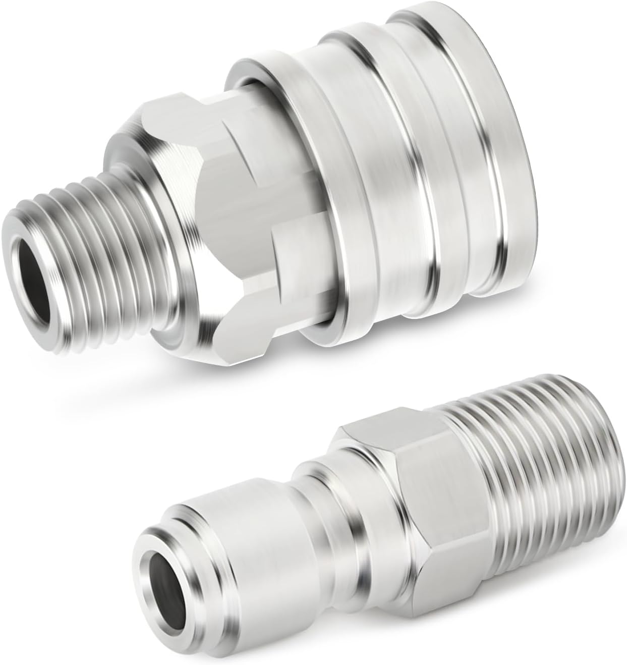 TAISHER 4PCS 304 Stainless Steel Pressure Washer Adapter Kit, Quick Connect Fittings,1/4" Male