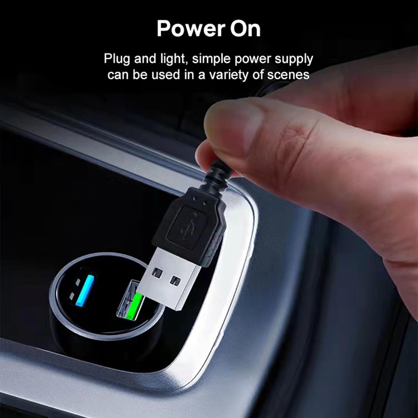 USB Car LED Lights, Interior Car Lights Strip 7 Colors Ambient Lighting with 118 inches Fiber Optic Music Sync Simple Installation EL Wire Lights (7 Colors/118 inches)