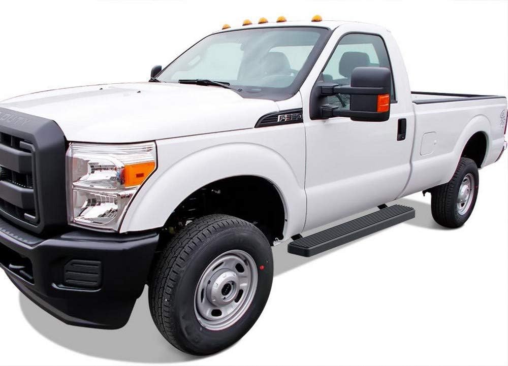 APS Running Boards (Nerf Bars Side Steps Step Bars) Compatible with Ford F250 F350 Super Duty 1999-2016 Regular Cab (Stainless Steel Black Powder Coated 6 inches)