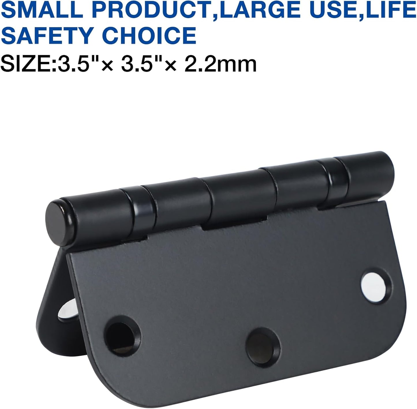 3 Pack Rounded Matte Black Door Hinges 3.5 Inch 5/8" Radius No Squeak Ball Bearing Interior 3-1/2"Flat Iron Bifold Residential Standard Bedroom Indoor for Doors 3 ½" Hardware Control House Home Decor