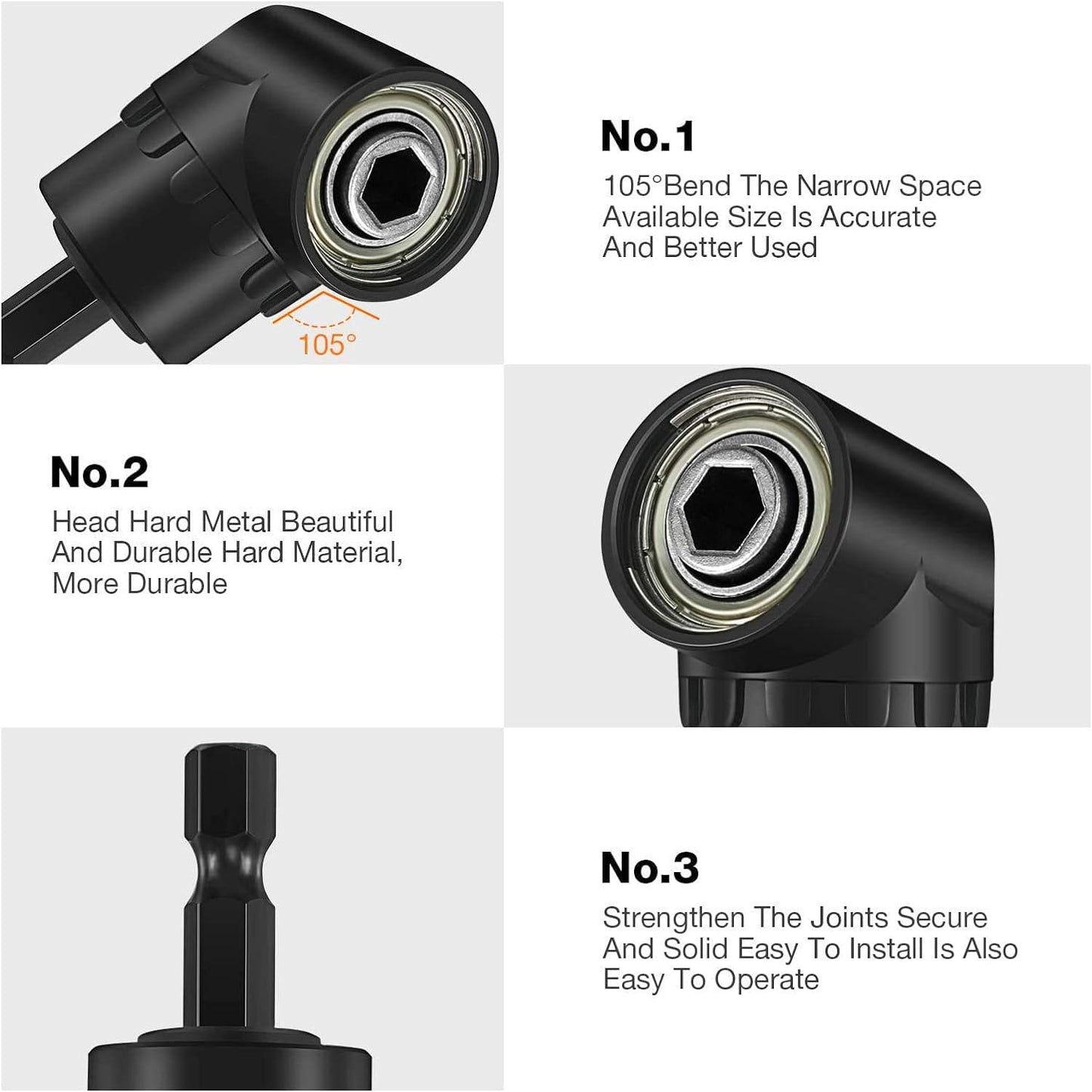 18Pcs Flexible Drill Bit Extension, Include 3Pcs Rotatable Socket Adapter 2Pcs 105° Right Angle Drill Attachment 10 Short Screwdriver Bits 90° Angled Bits and 2 Bendable Extension Tool