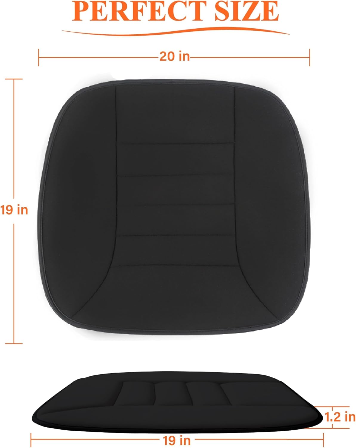 kingphenix Car Seat Cushion with 1.2inch Comfort Memory Foam, Seat Cushion for Car and Office Chair (Black)
