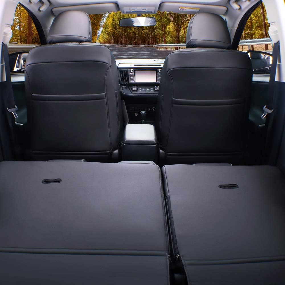 EKR Accord Seat Covers Full Set Custom for Honda Accord LX,LX-P,EX,EX-L,SE 2008-2012 & EX-L,LX-S 2011 2012,Automotive Truck Seat Covers for Car SUV,Waterproof Seat Protector-Leather(Black)