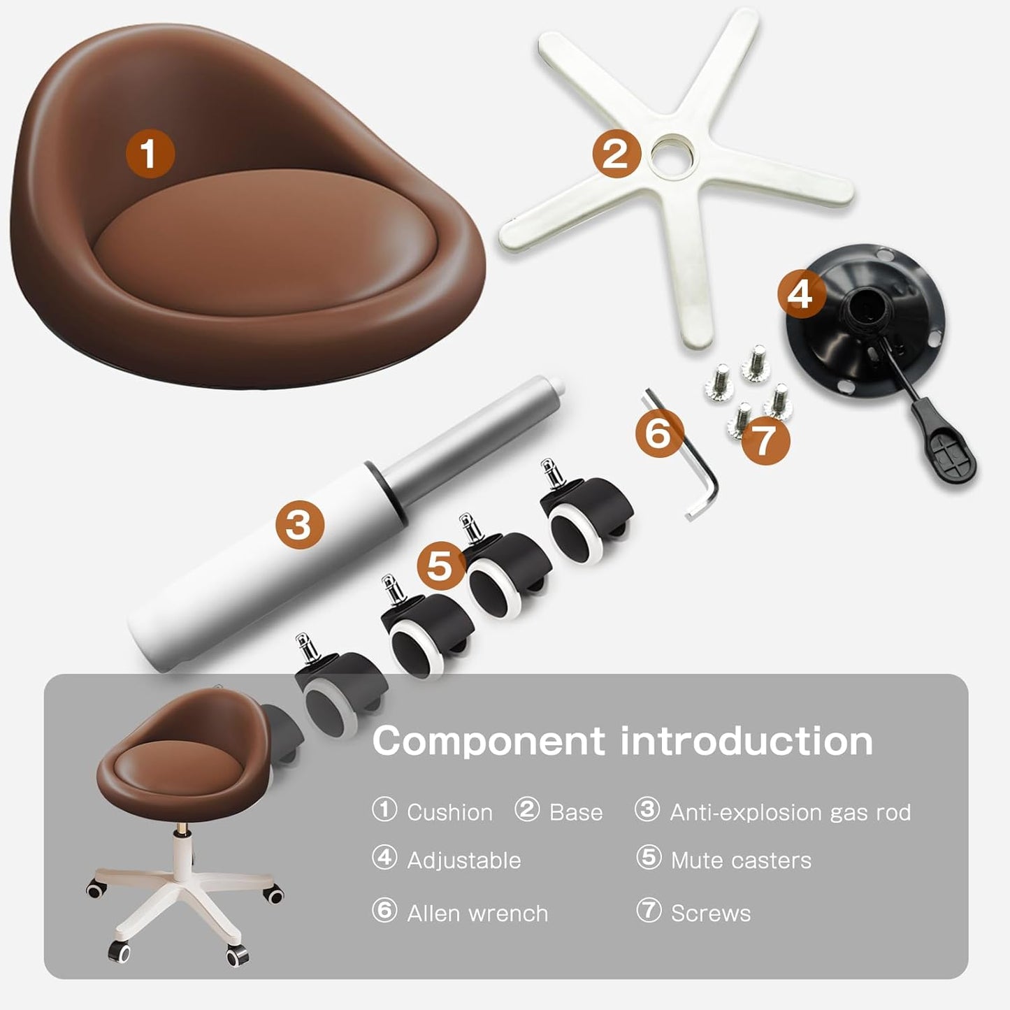 Rolling Stool Rolling Hydraulic Salon Stool with Low Backrest - Adjustable Swivel Chair for SPA, Shop, Salon, Massage, or Medical Office-1pcs