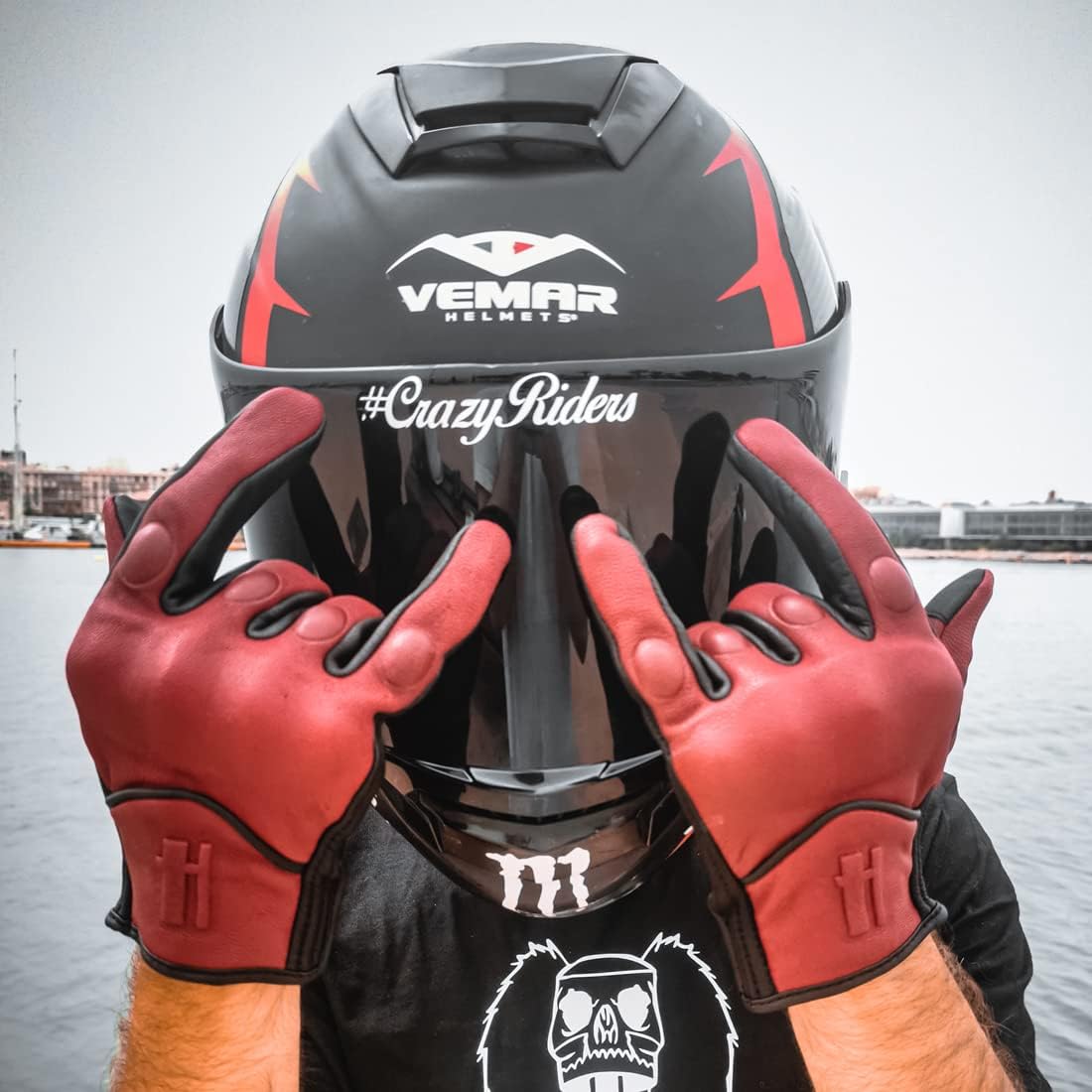 Harssidanzar Leather Motorcycle Gloves for Men Touchscreen GM028