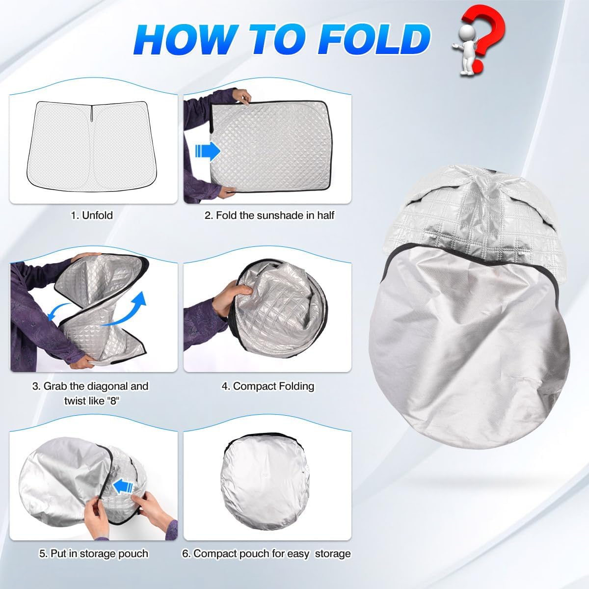 Windshield Sun Shade for Subaru Outback 2020-2024 2025 Accessories Thicken 6-Layer Foldable Front Window Sunshade Cover Sun Visor Protector Block UV Rays Keep Vehicle Cool