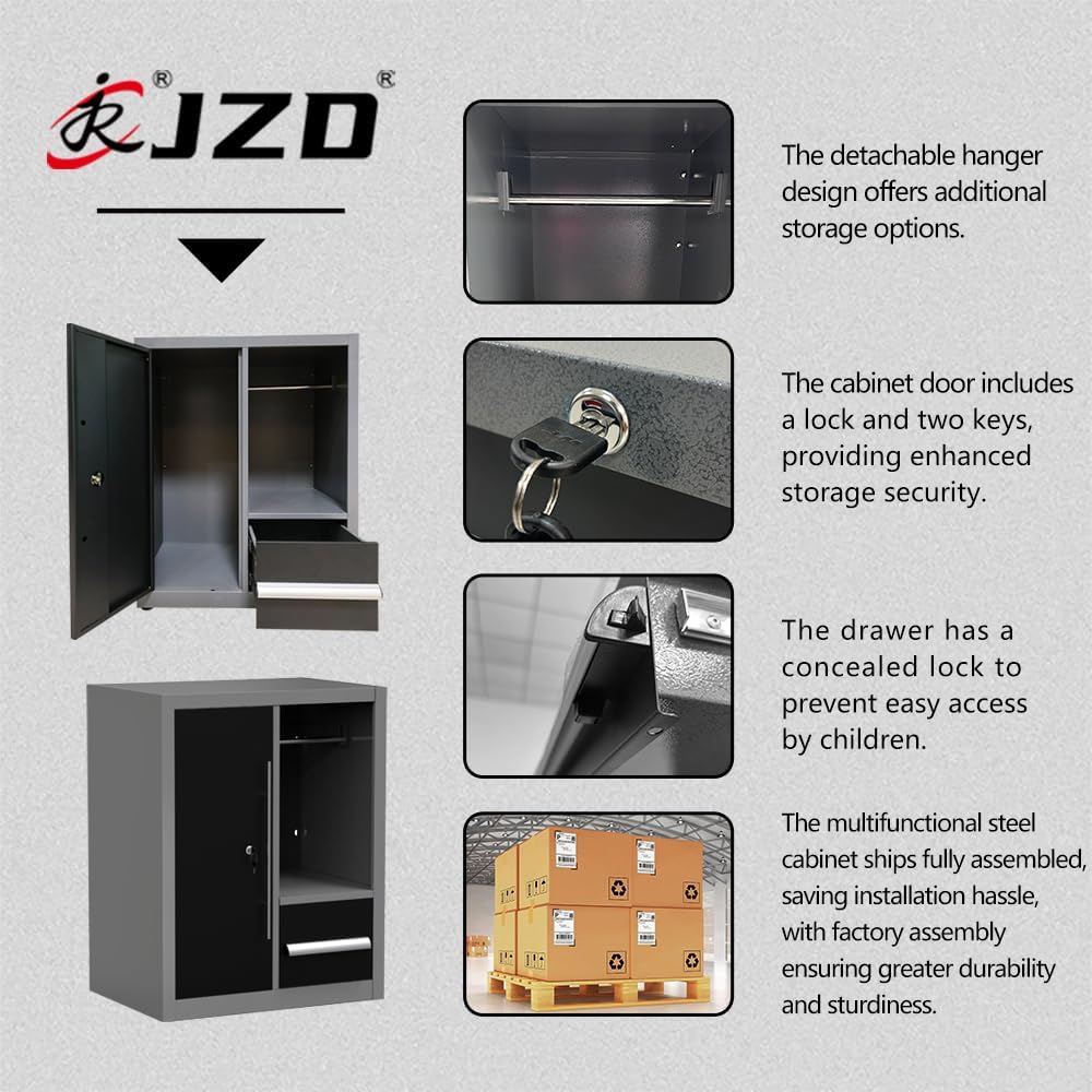 JZD Workshop Storage Cabinet System, Professional Tool Workbench for Home Garage, No Wall Mounting Required, for Utility Room Pantry