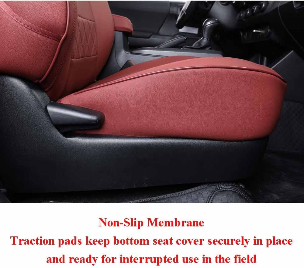 EKR Custom Fit Tacoma Front Car Seat Covers for Select Toyota Tacoma 2016 2017 2018 2019 2020 2021 2022 2023 Double Cab/Access Cab - Front Row Only,Leather (Burgundy)