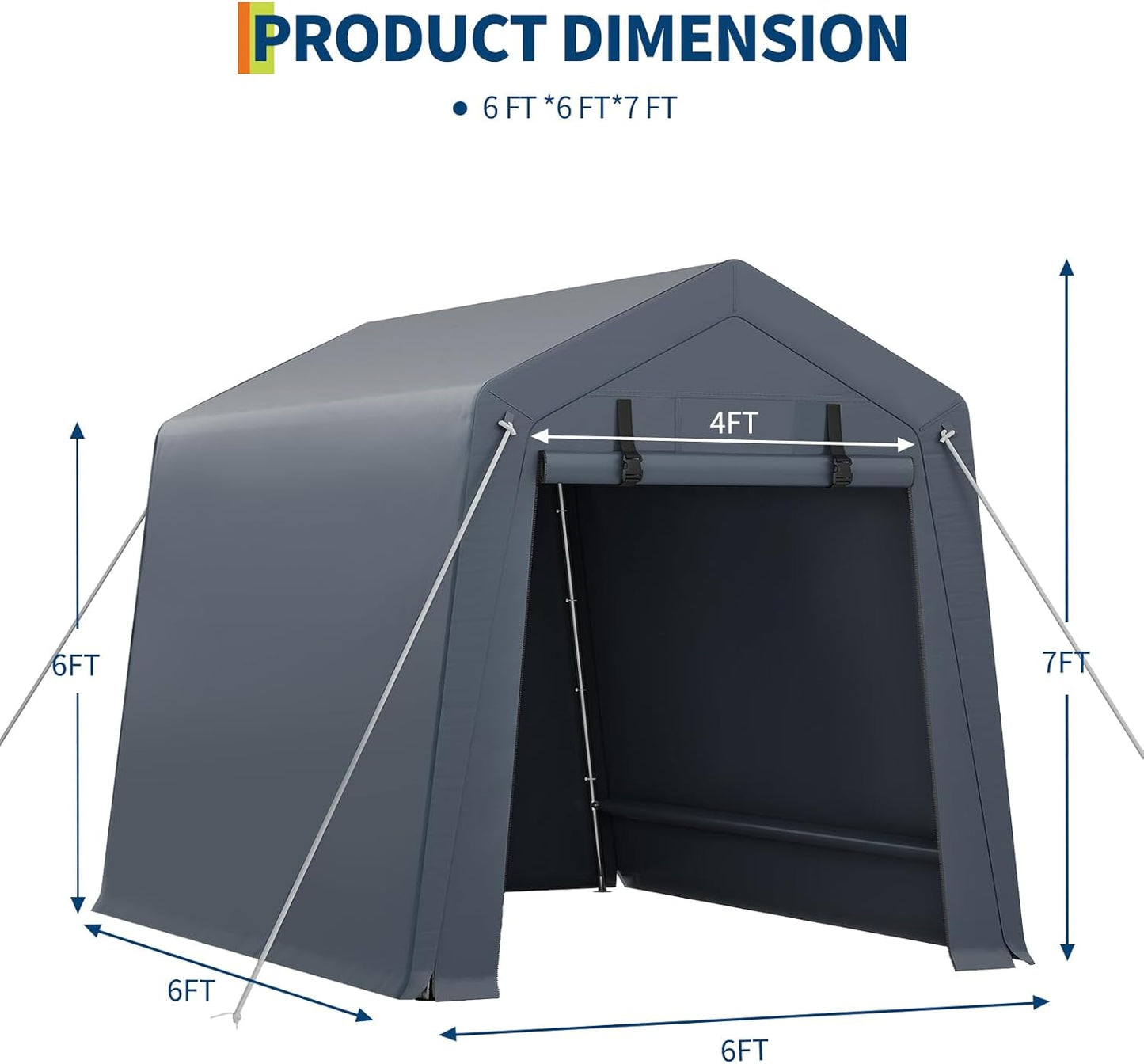 6x8 Ft Carport Heavy Duty Tent with Roll-Up Windows, Portable Garage with Removable Sidewalls & Doors, Car Canopy All-Season Tarp for Car Boat Truck Motorcycle, Grey