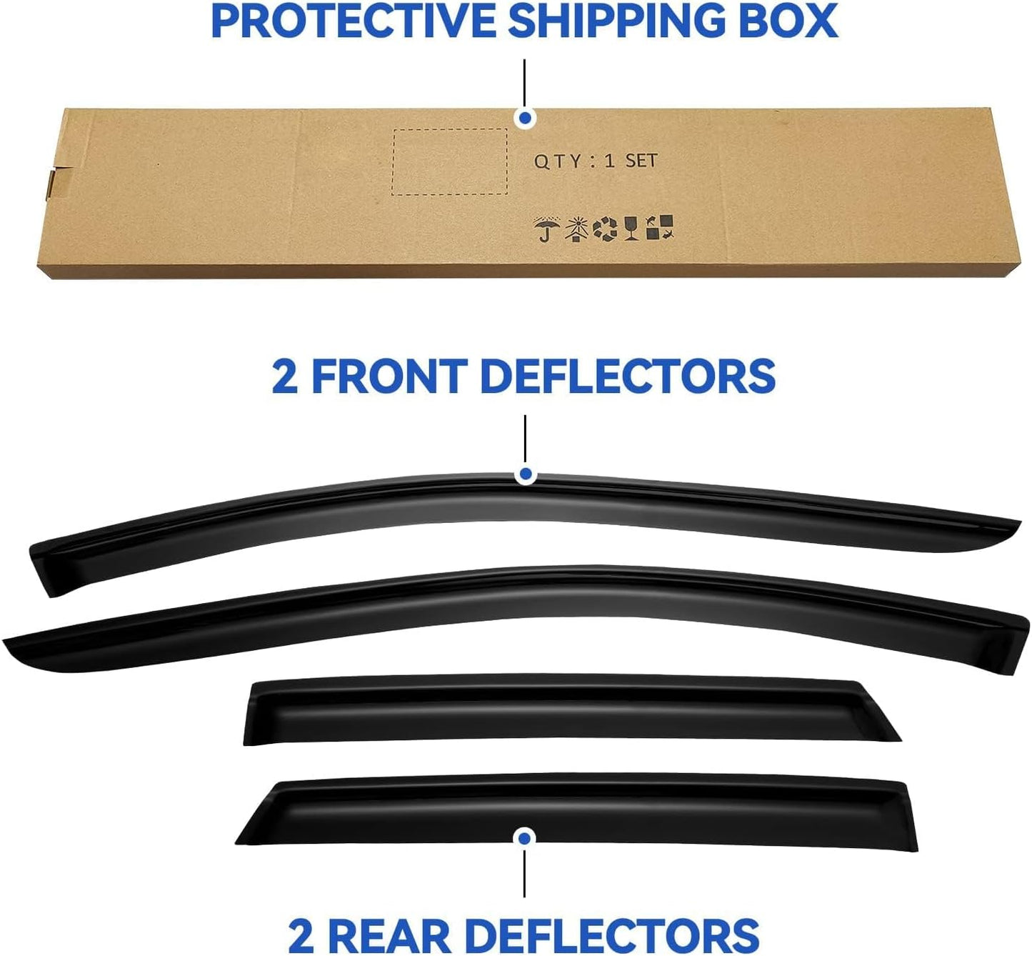 Window Visors Rain Guards for 2007-2014 Ford Edge, Out-Channel Window Vent Wind Deflectors Visors Shades for 2007-2015 Lincoln MKX