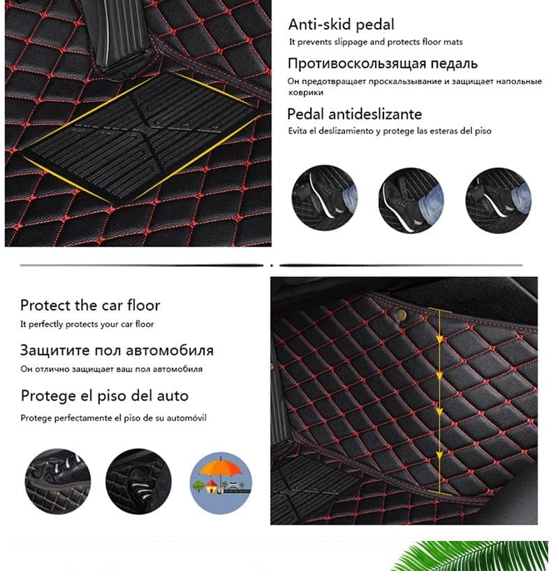 Custom Car Floor Mat Compatible with BMW Mercedes-Benz Toyota Cadillac Lexus Honda Infiniti Nissan Hyundai Kia Audi All Models Cars Sedans SUVs Automotive Mats (Black and red bar)