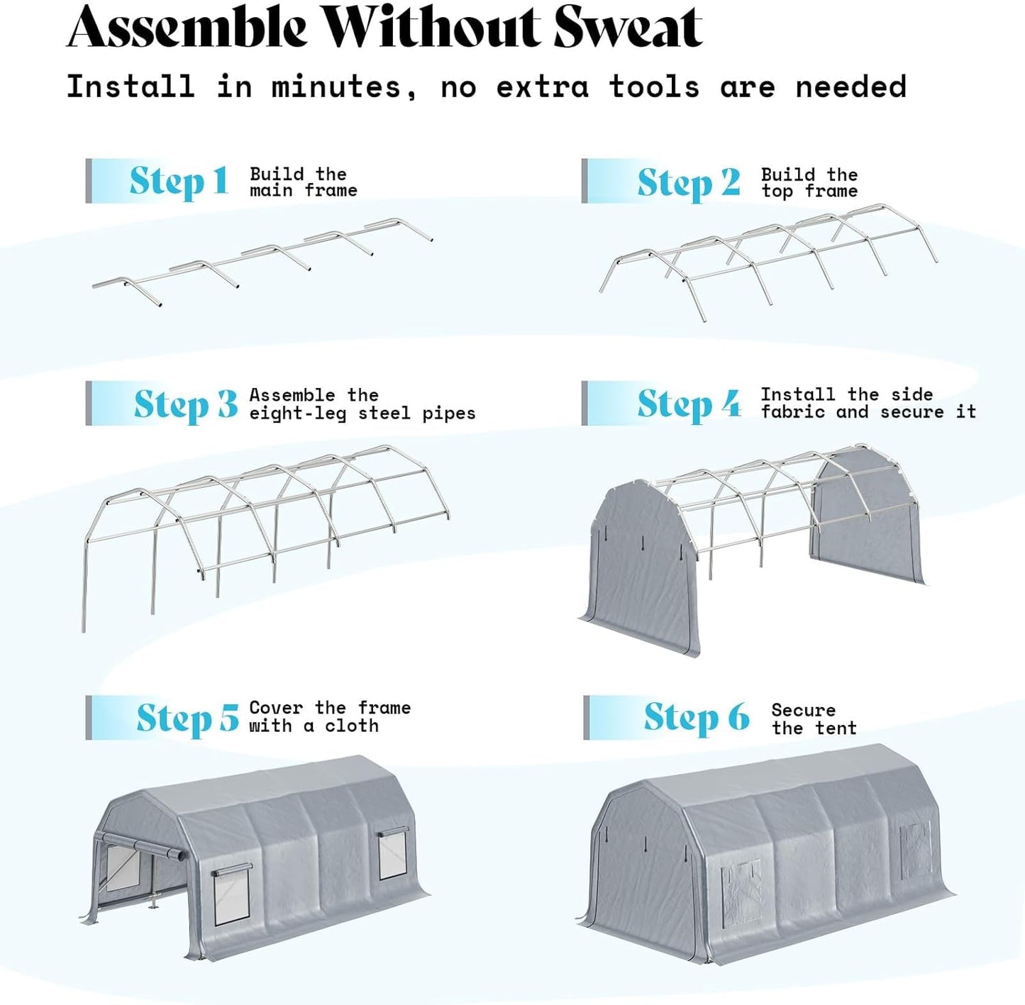 AMERLIFE 12x24 FT Heavy Duty Carport Garage Canopy, All-Weather Steel Frame Outdoor Shelter with Roll-Up Door & 4 Vented Windows, UV-Proof Waterproof Portable Storage for Cars, Boats, Silver