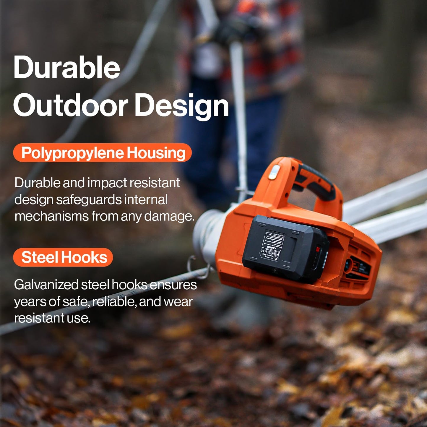 SuperHandy Electric Portable Capstan Winch, Brushless Motor, 1000-2000 lbs Max Pulling Force, Includes 100ft Low-Stretch Rope, Battery & Charger - Ideal for Forestry, Hunting, Off-Road