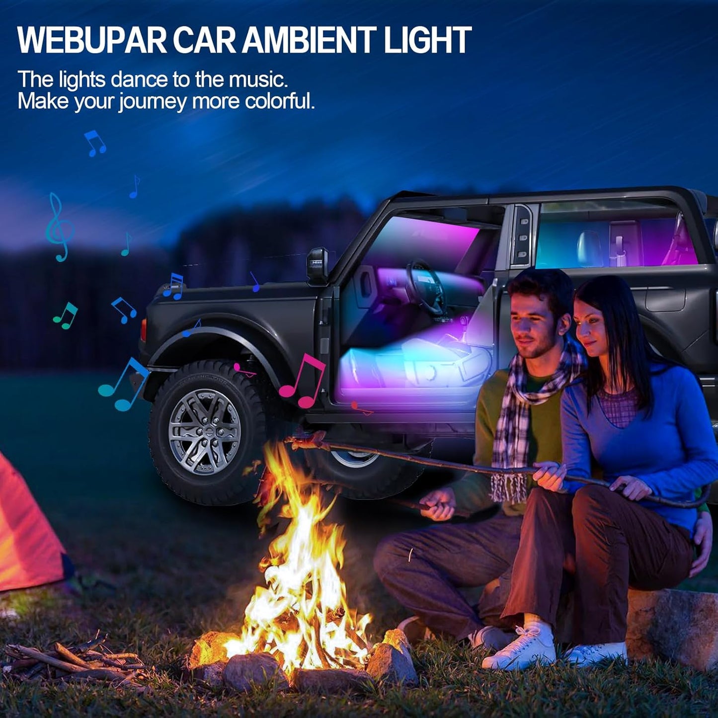 Dreamcolor Interior Car Lights, WEBUPAR Car Accessories 10 in 1 Car LED Strip Lights with APP Control and 213 Modes, 175 inches 593 LEDs Acrylic Fiber Optic Lights, RGB Neon Car Lighting