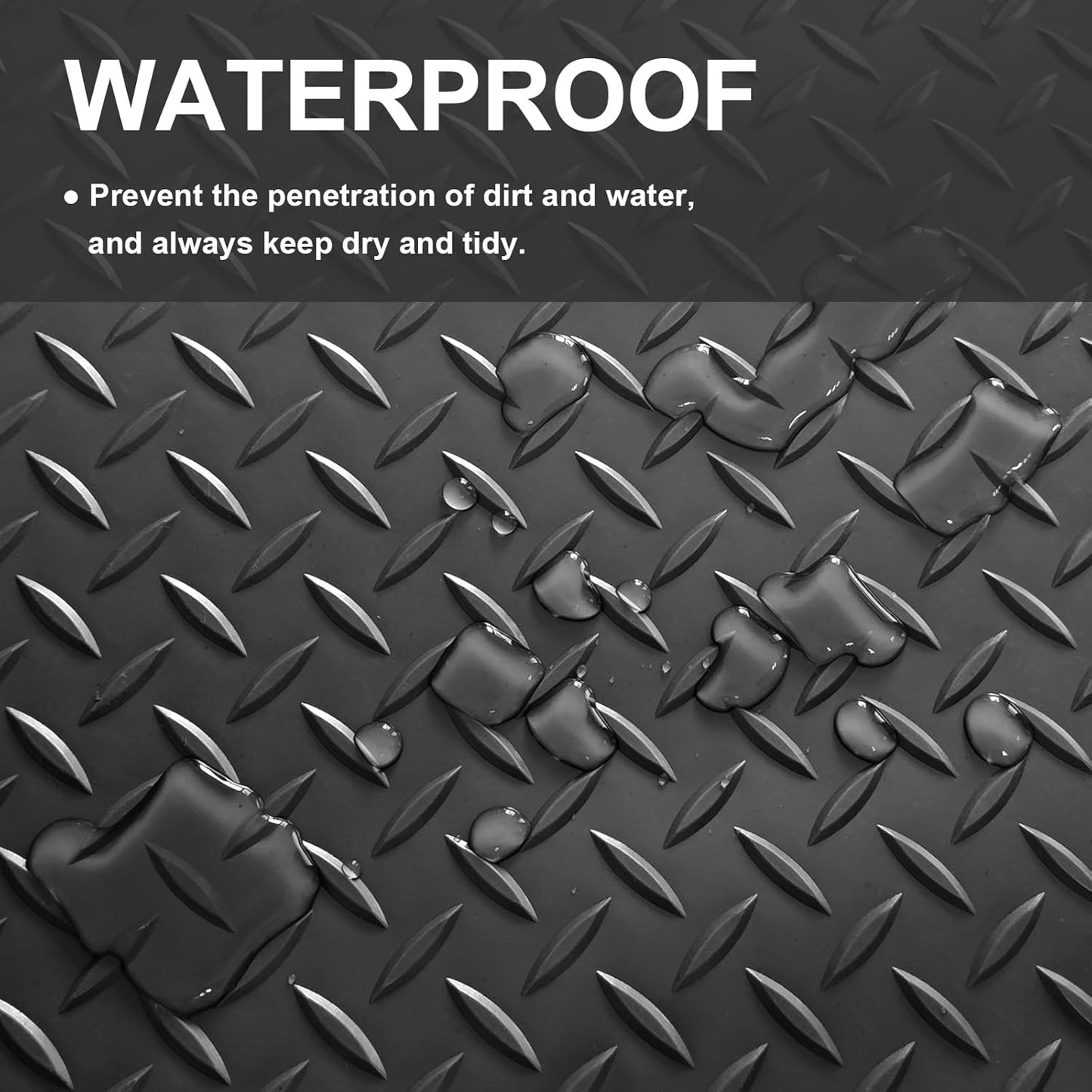 Garage Floor Mat 2.8mm Thickness PVC Garage Flooring Roll Diamond Plate Floor Mats for Garage, Workshop, Gym, Golf Cart Parking or Trailers (Black, 7.5 x 17 FT)
