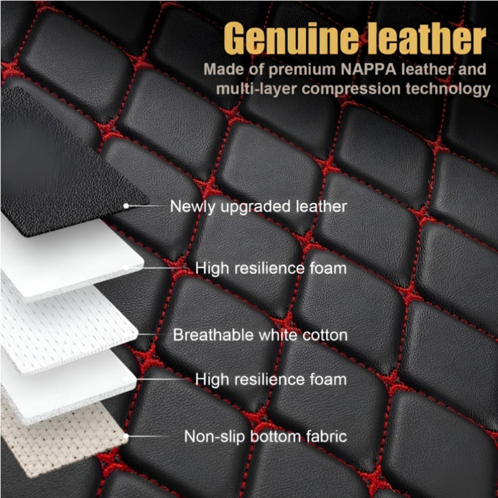 Add Personal Touch to Your Vehicle with IMEISH Customizable Logo Text Car Mats for 99% of vehiclesPads Protection Non-Slip Leather Floor Liners (Side red Rice Medium Black Beige)