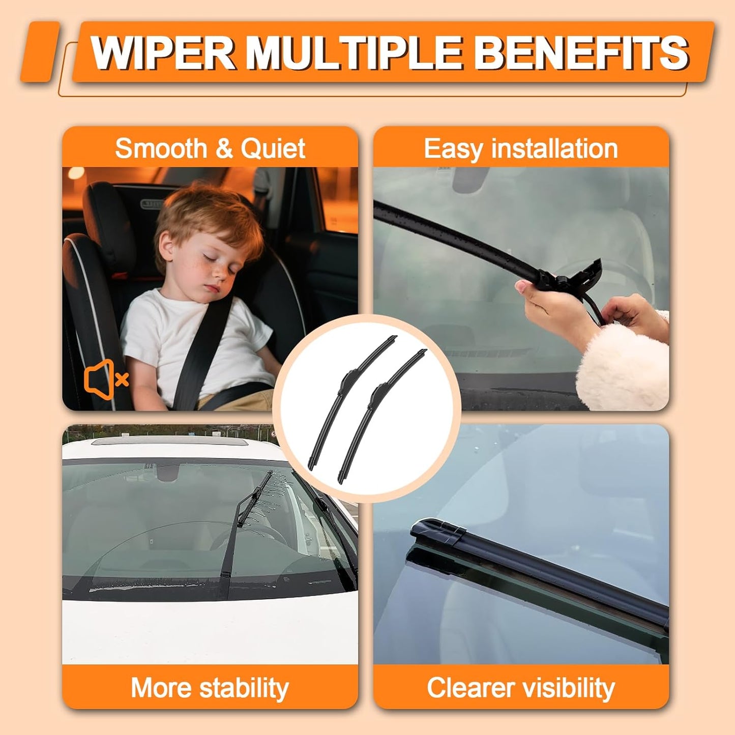 HULADAED® 24'' 21'' 10'' Windshield Wipers Replacement for Outlander Sport 2022-2011,Silicone Front Rear Wiper blades for MY Car-All Weather & Quiet(3 PACK)
