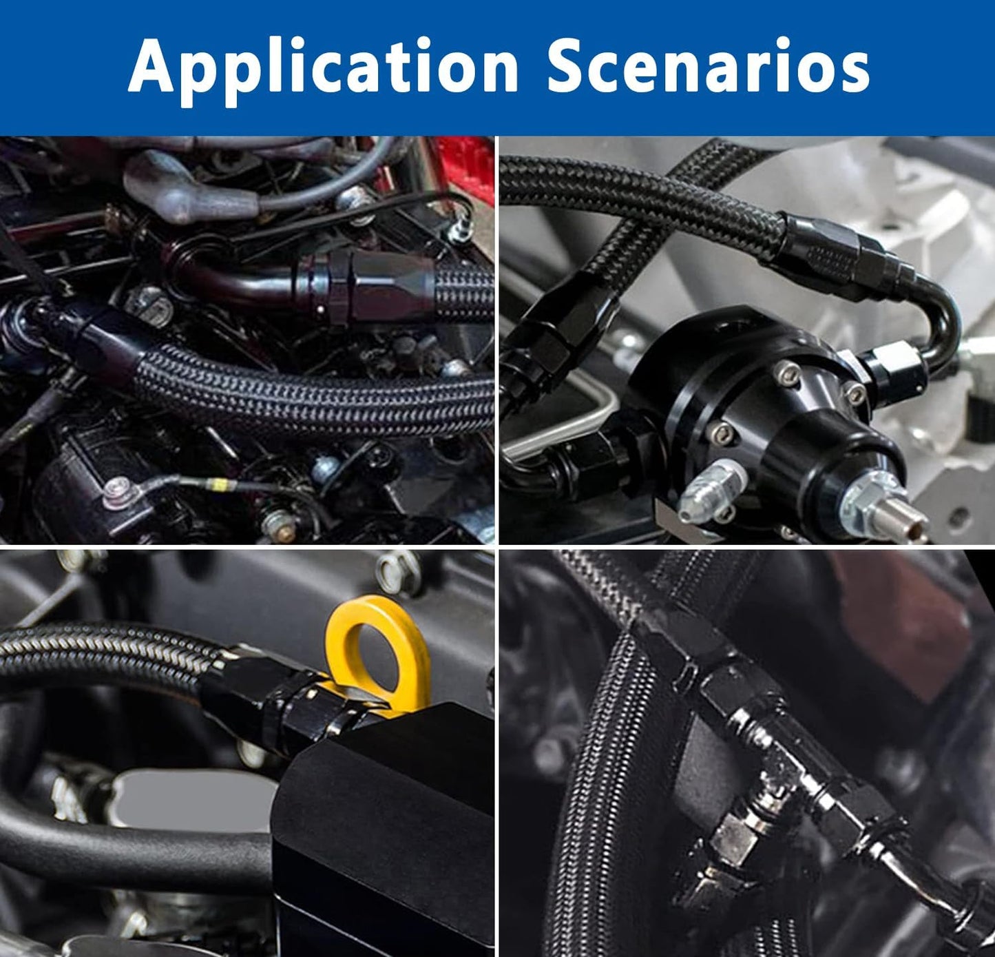 LokoCar 4AN Hose End Fitting 45 Degree Swivel For CPE Braided Hose Black 2Pcs