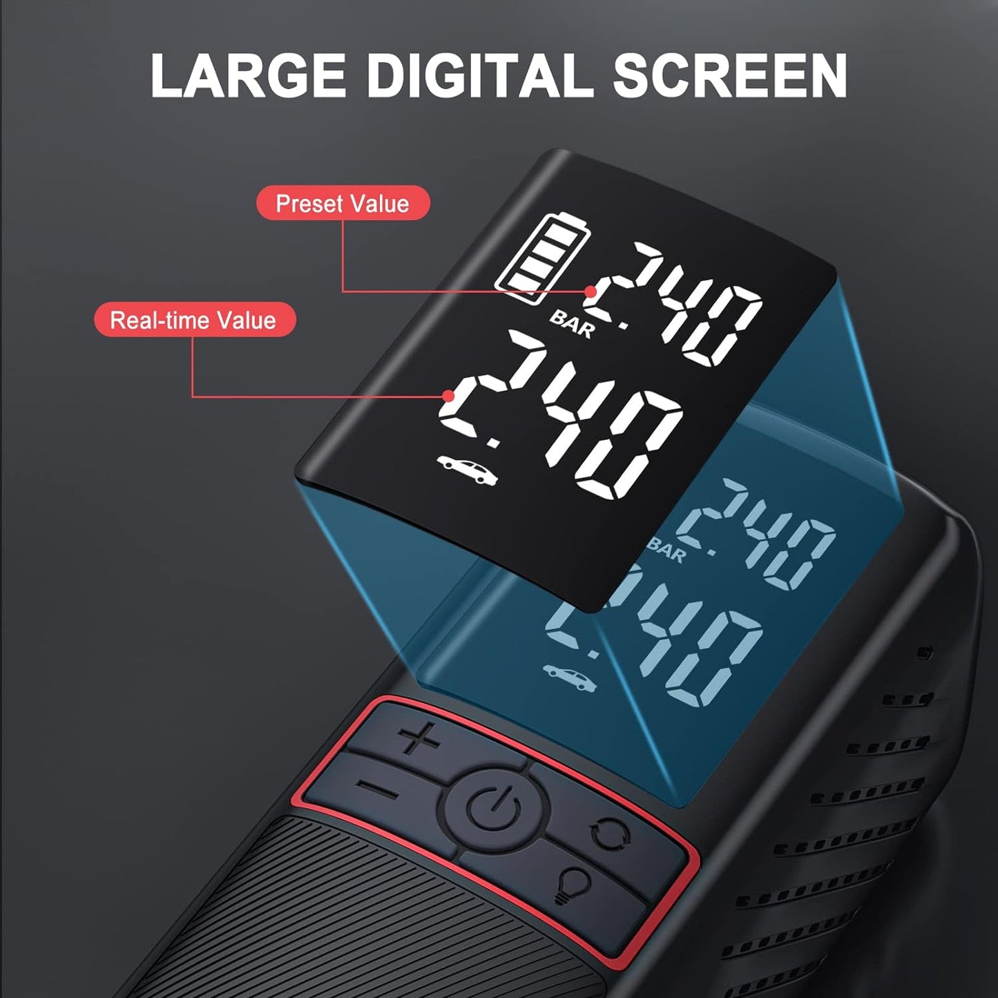 GOOLOO GT160 Tire Inflator Portable Air Compressor, 160PSI Portable Air Pump for Car Tires, 7500mAh Cordless Air Pump with Digital Pressure Suitable for Cars, Bikes, Balls, Motorcycles