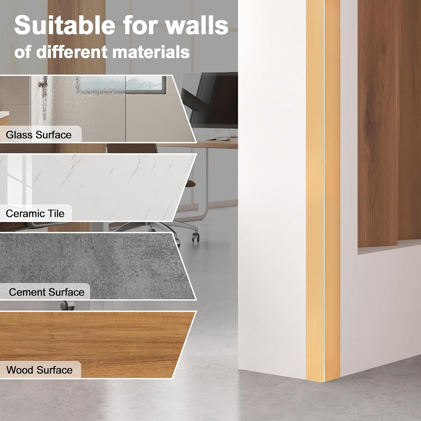 4PCS 45" Aluminum Metal Corner Protectors, Self Adhesive Corner Guards, Metal Wall Edge Protector Strip, Furniture Corner Protectors, Wall Cabinet Baseboard Decoration 45" x 2" (Copper Gold)