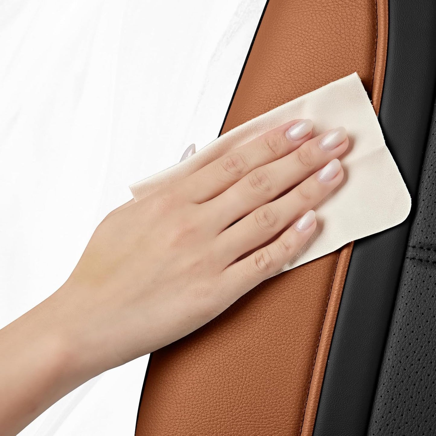 Road Comforts Leather Seat Covers, Breathable Car Seat Covers Front Seat for Men,Airbag Compatible, Automotive Seat Covers Set Universal Fit Most Cars,Vans,Truck,SUV