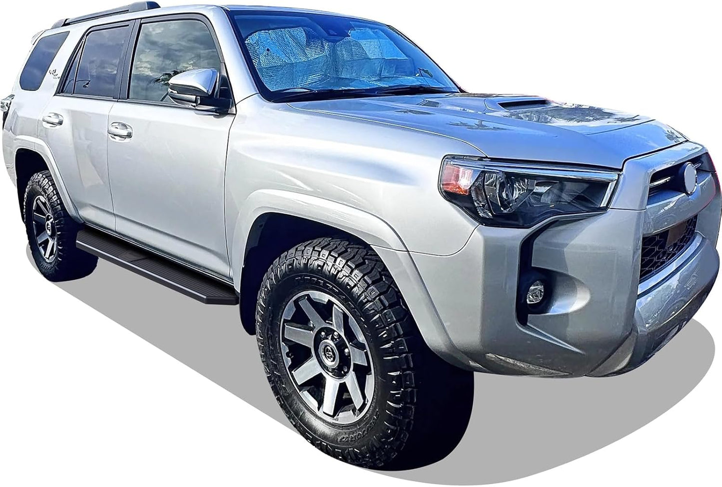APS 6-inch (Black Stainless Steel Powder Coated Flat Style) Running Boards Side Bars Side Steps Compatible with Toyota 4Runner 2010-2016 Trail & 17-24 TRD Off-Road & 2014-2024 SR5