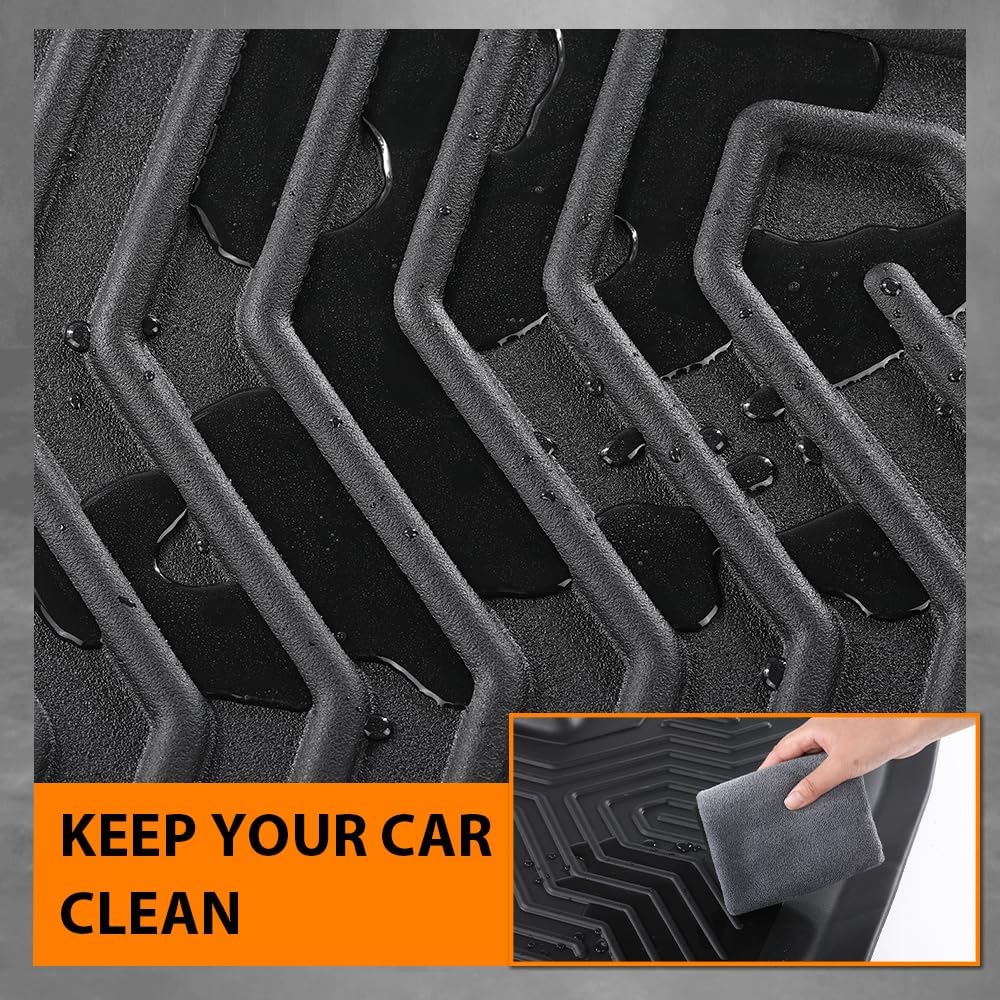 G-PLUS Floor Mats Fit for Ford F150 2015-2025 Super Crew (Includes 2022-2025 Lightning Models) w/o Fold Flat Storage, Custom Fit TPE All Weather Front & 2nd Row Floor Liners Truck Mats,3PCS Black