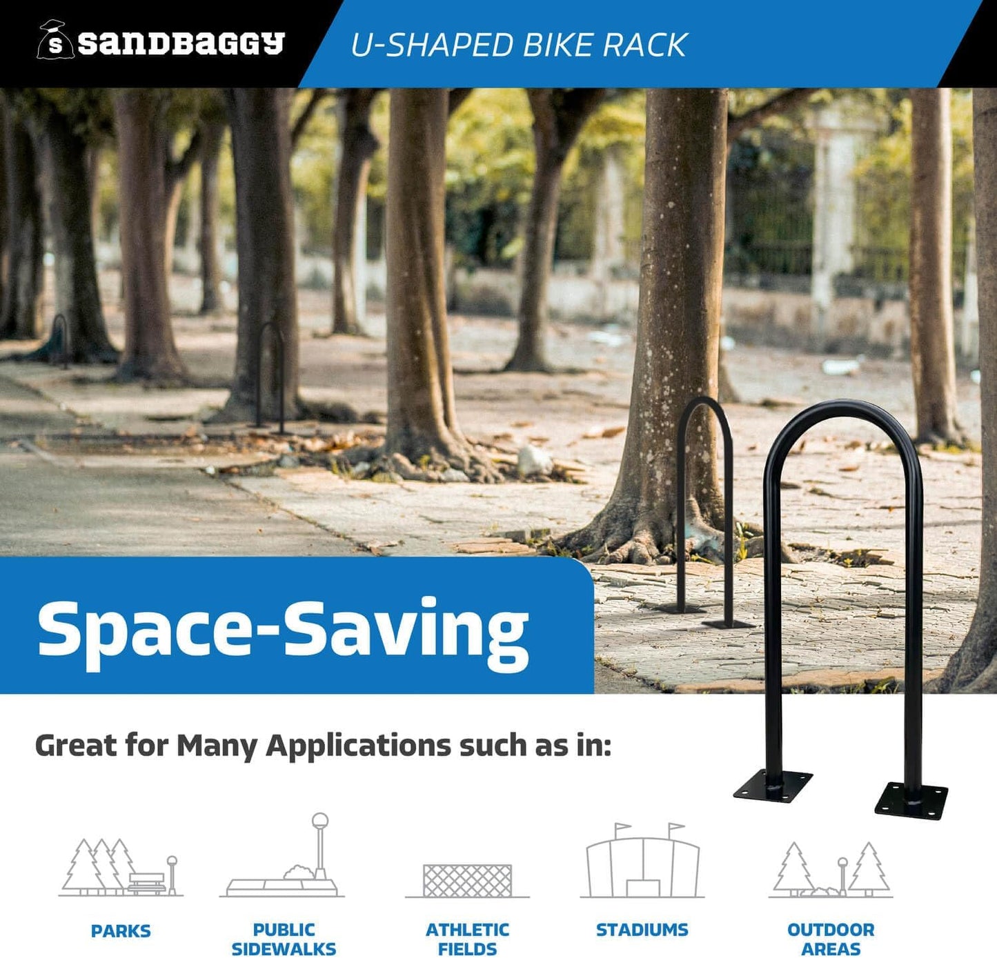 Sandbaggy U Shaped Bike Rack - Outdoor, Commercial - Galvanized Steel - Surface/Ground Mounted (5, Orange)