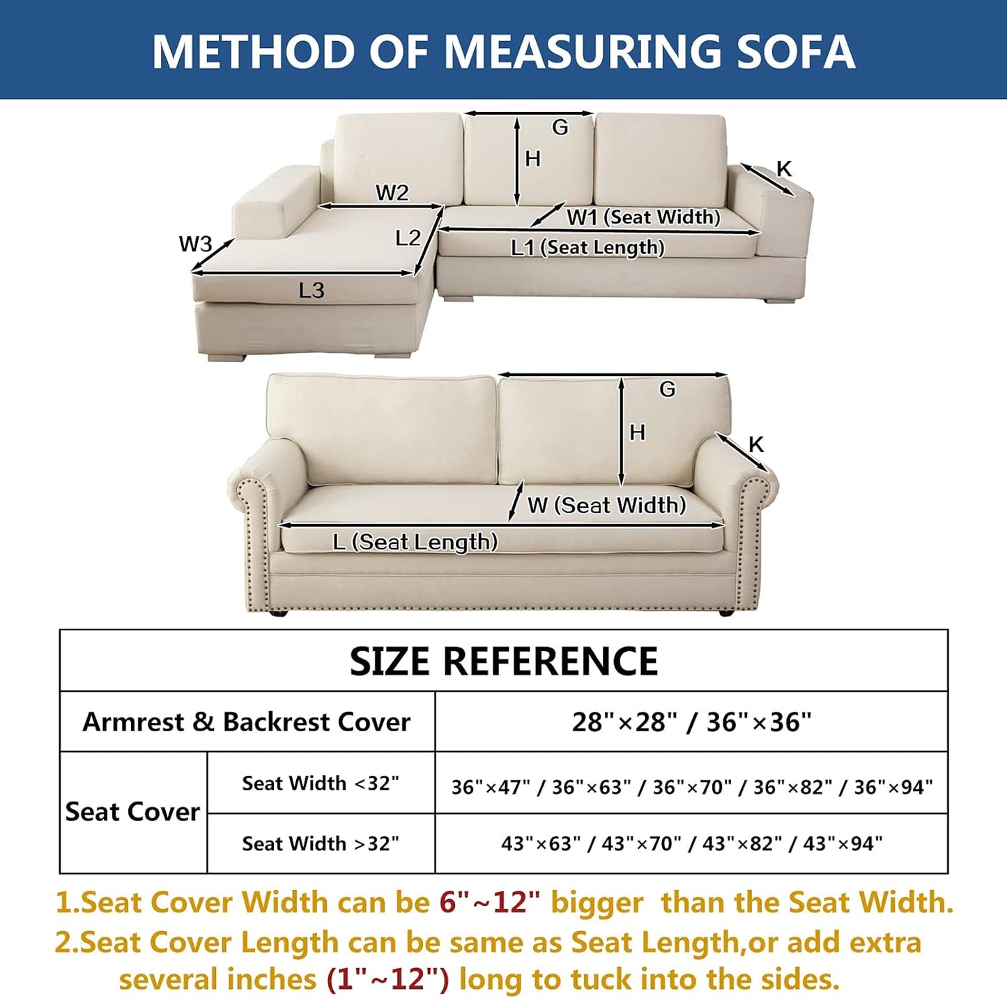 Eismodra Couch Cover,Sectional Couch Covers,Sofa Covers for 3 Cushion Couch,Anti-Slip Sofa Slipcovers for Dogs Cats Kids Loveseat Recliner L Shaped Armrest Backrest,Blue 43''x94''(Only 1 Piece)