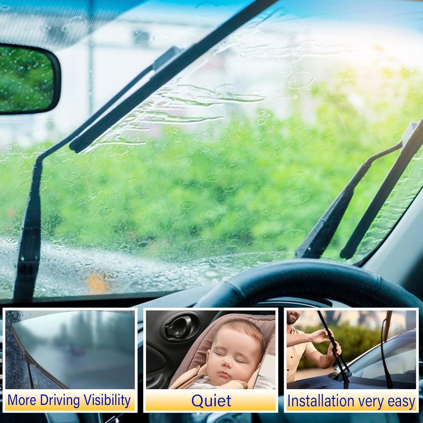 3 wipers Replacement for 2009-2016 Ford Expedition/2009-2016 Lincoln Navigator, Windshield Wiper Blades Original Equipment Replacement - 22"/22"/16" (Set of 3) U/J HOOK