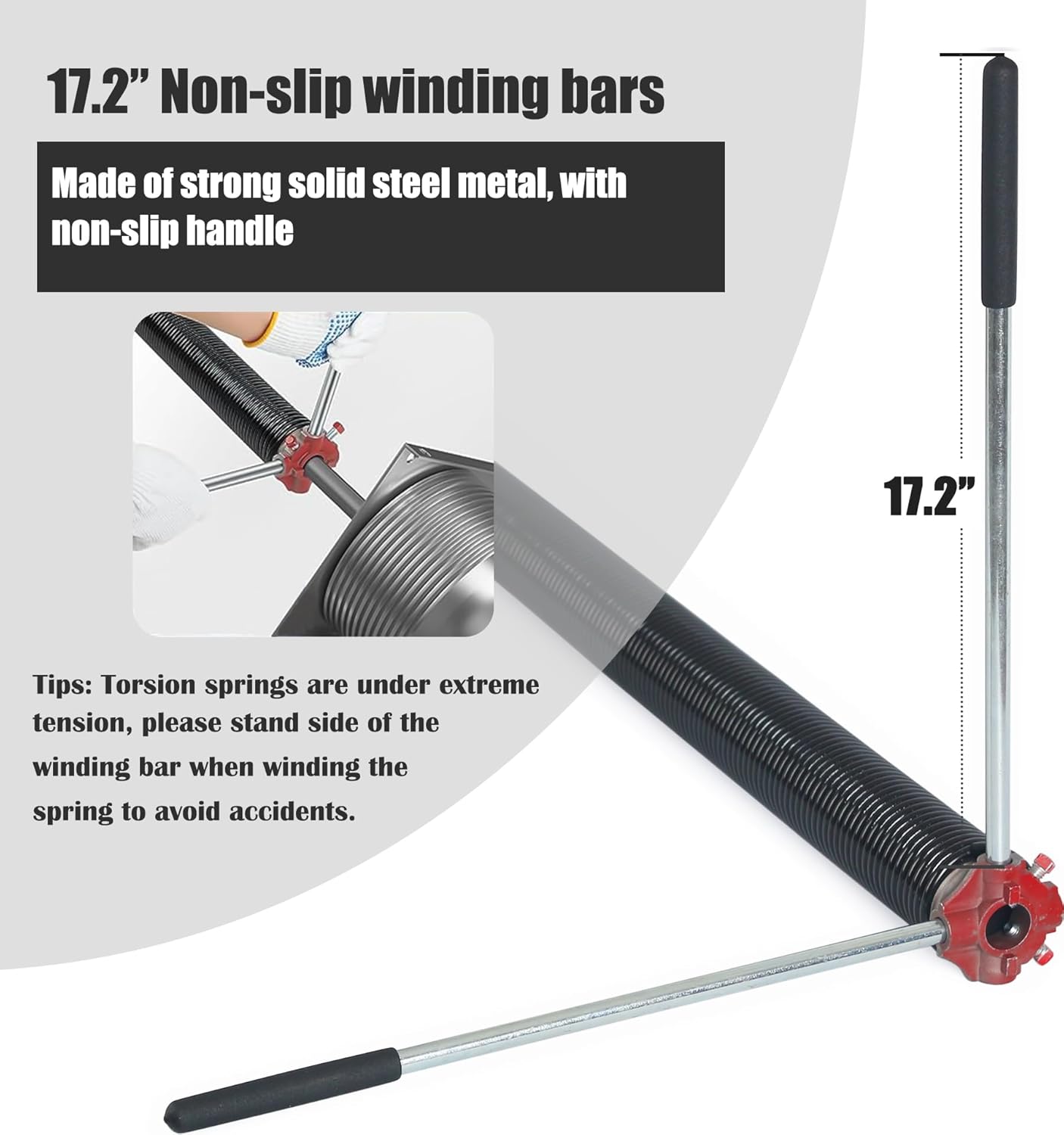Garage Door Torsion Spring Set, Pair of 2" Electrophoresis Coated Garage Door Spring Replacement with 2 Non-Slip Winding Bars and Bearing, Minimum 16000 Cycles (.218x2x24)