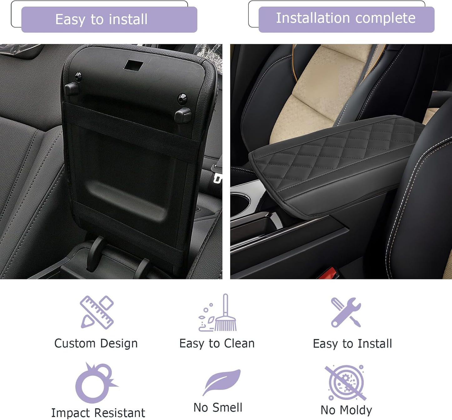 LUWU Center Console Cover Compatible with 2025 Chevrolet Equinox Accessories 2025 Equinox Armrest Cover Center Console Pad 2025 Equinox LT, ACTIV, RS Armrest Console Cover Soft Leather (Black A)