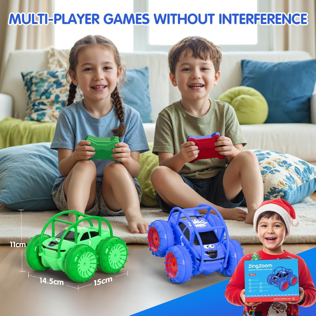 Remote Control Car, Fast Direct Charging RC Cars Amphibious 360° Rotating LED Rechargeable Stunt Car 2.4Ghz 4WD All Terrain RC Race Cars Toy Christmas Birthday Gift for Kids Boys Girls Aged 3-12 years