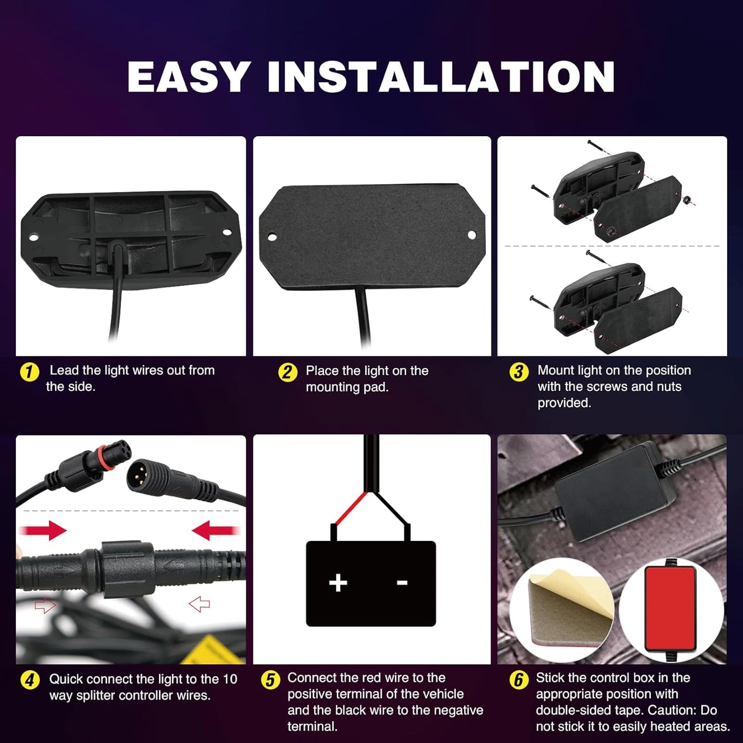 Nilight RGB LED Rock Lights Kit 10 PCS 18LED Wide Angle Wheel Well Light with Remote & Bluetooth App Dual Control Multi Modes Underglow Multicolor Neon Pod for ATV UTV SUV Offroad Truck RZR Boat