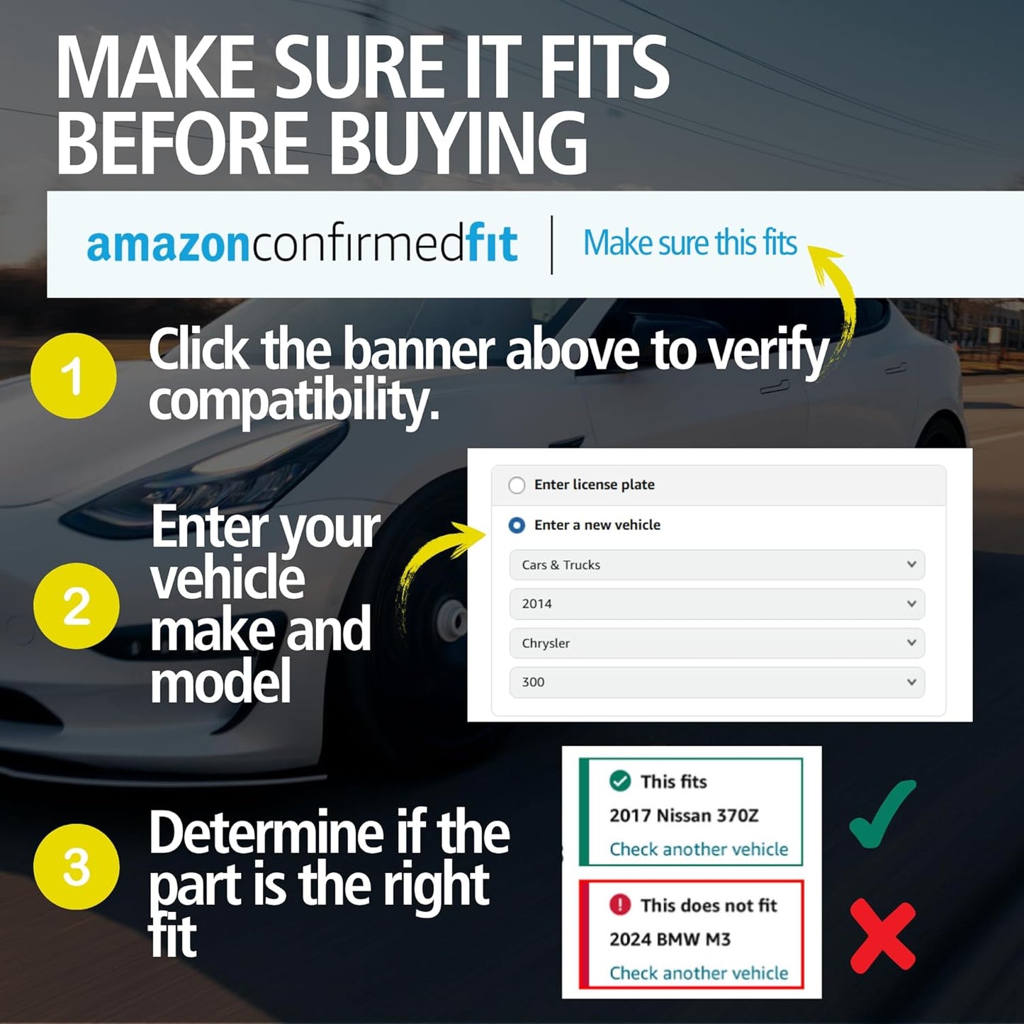 Premium Ceramic Rear Brake Pads (1001-1057C) Compatible with Chrysler 300 2005-2023, Dodge Challenger 2009-2021, Dodge Charger 2006-2020, Dodge Magnum 2005-2008