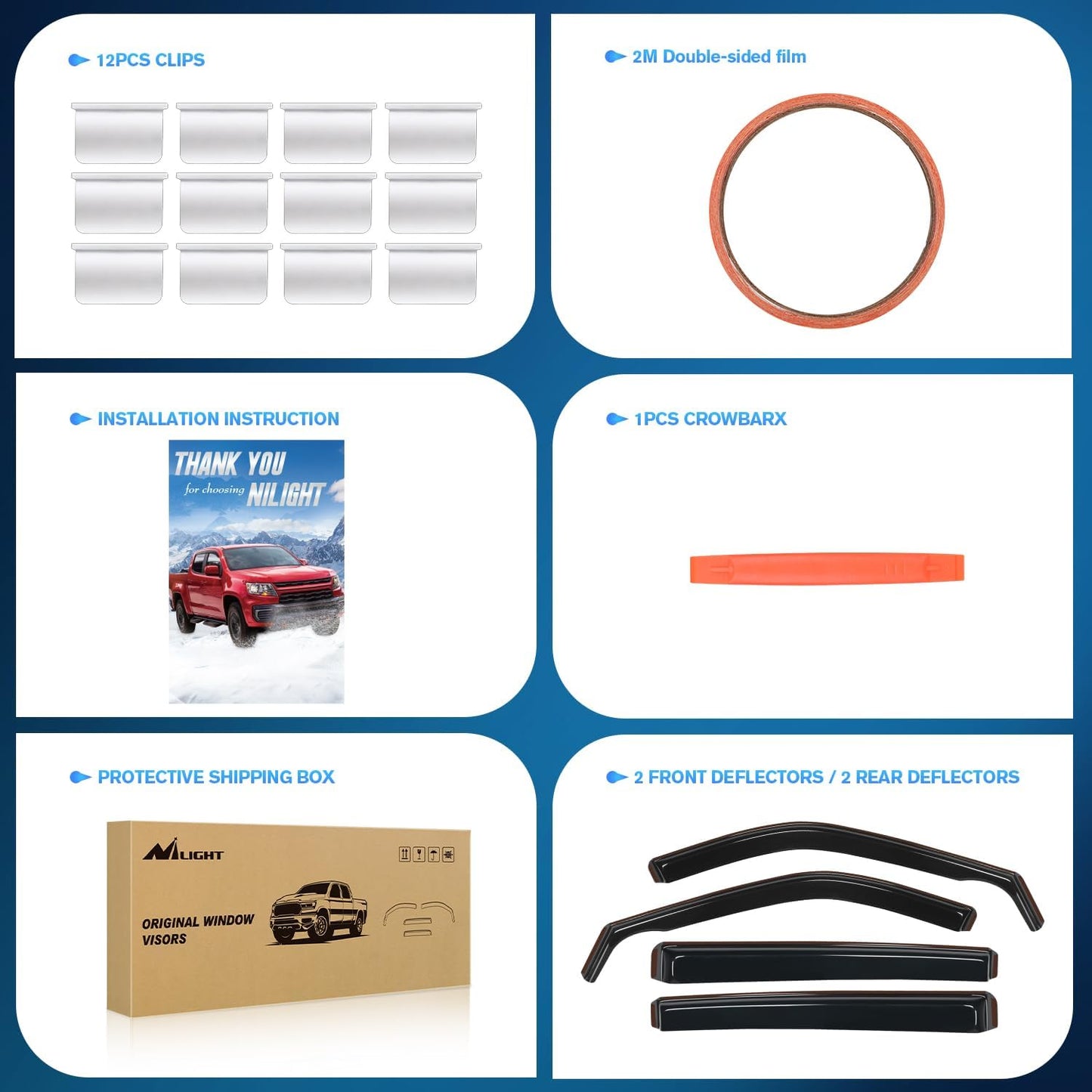 Nilight in Channel Window Deflectors for Ford Explorer 2020 2021 2022 2023 2024 Vent Window Visors, Rain Guards-4PCS