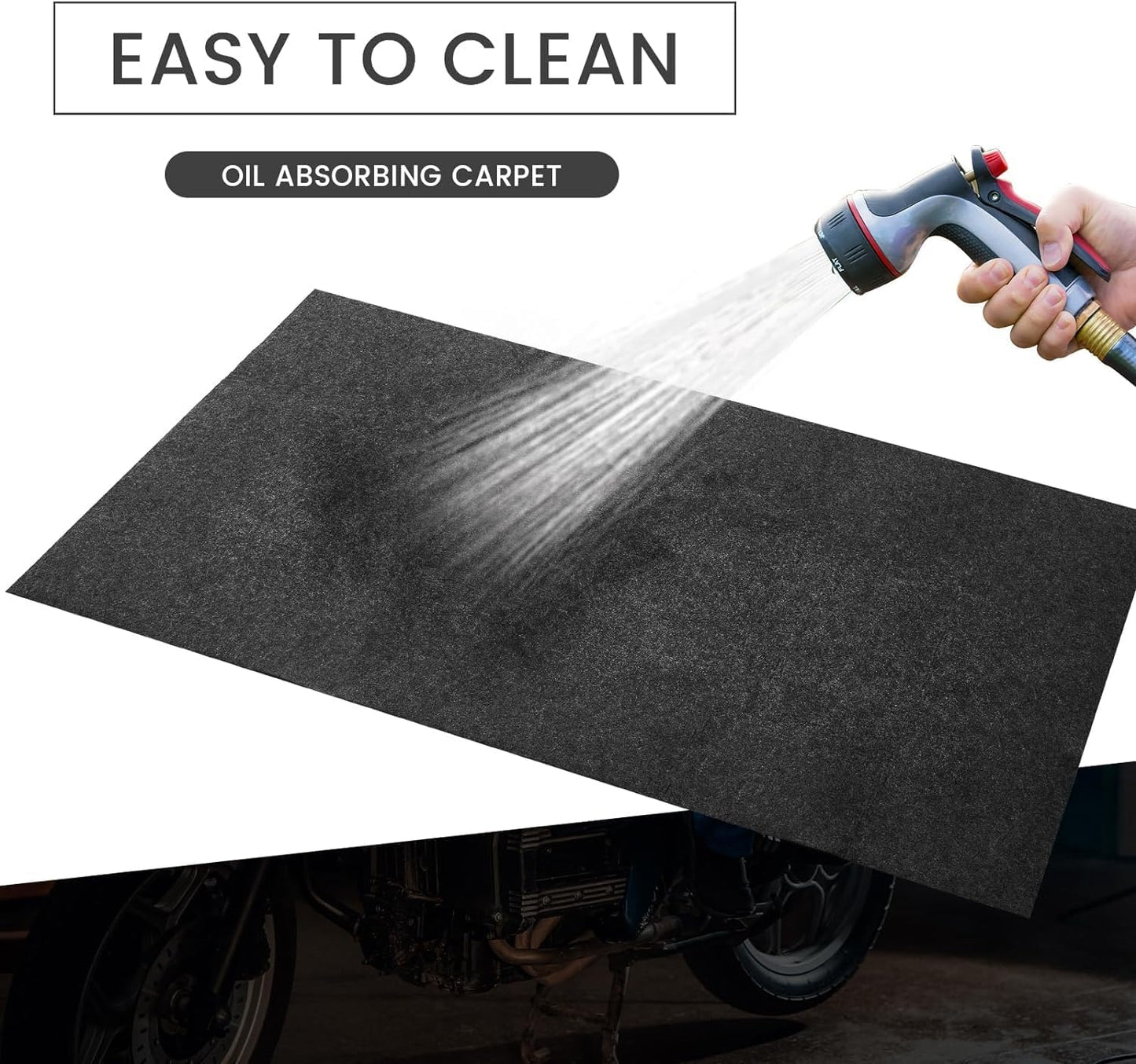 60 x 36 Inch Oil Spill Mat, Garage Floor Mat Under Car Driveway Mats Oil Leaks Absorbent Oil Pad, Reusable, Washable, Durable, Waterproof Backing, Protects Surfaces, Black