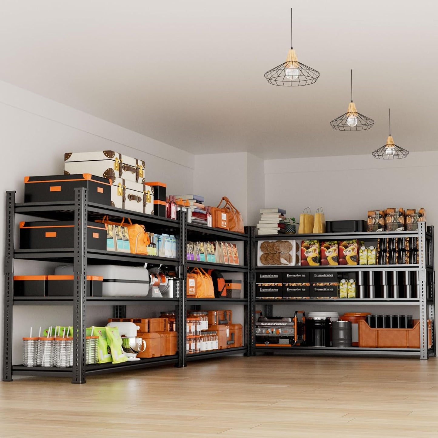 Storage Shelves Heavy Duty 2 PCS, 48"L x 18"W x 60"H Garage Wire Shelving Unit Loads 2640LBS, 4-tier Adjustable Metal Industrial Utility Shelf Rack for Kitchen, Laundry, Pantry, Warehouse, Basement