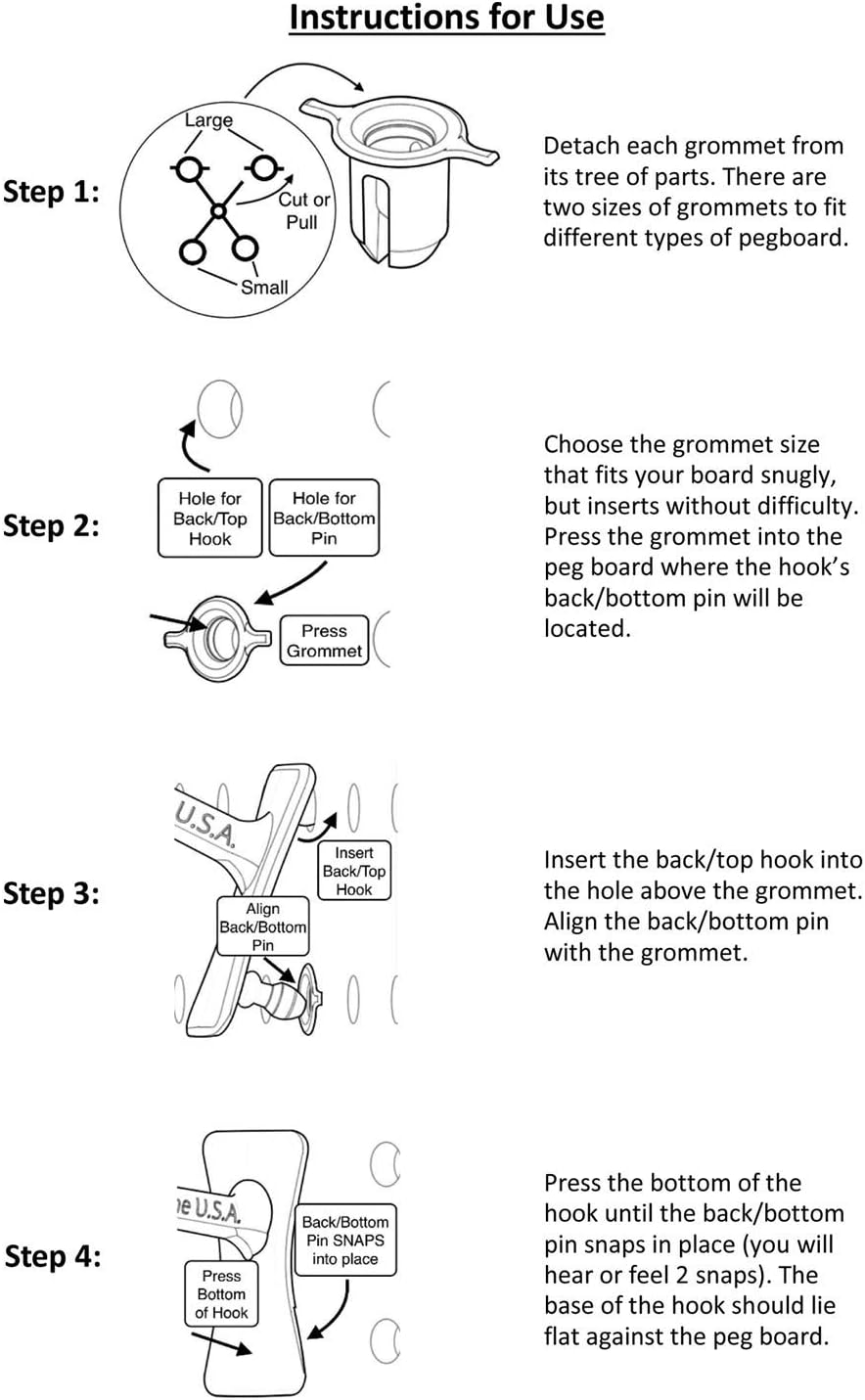 PegPro® 2" Hooks Kit for Standard “Wood Fiber” pegboard – Durable Plastic Pegboard Hooks - for Garage, Kitchen, Craft Room, and More (2" Hook - 24 Pack, Purple)
