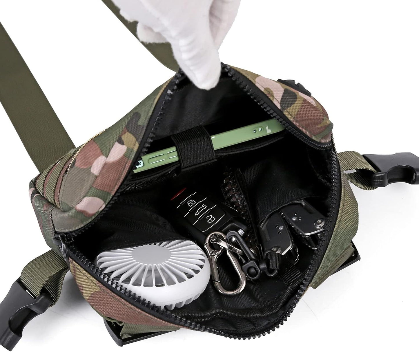 Outdoor Chest Bag For Men, EDC Chest Pack With Built-In Phone Holder, Lightweight Chest Rig Pouch