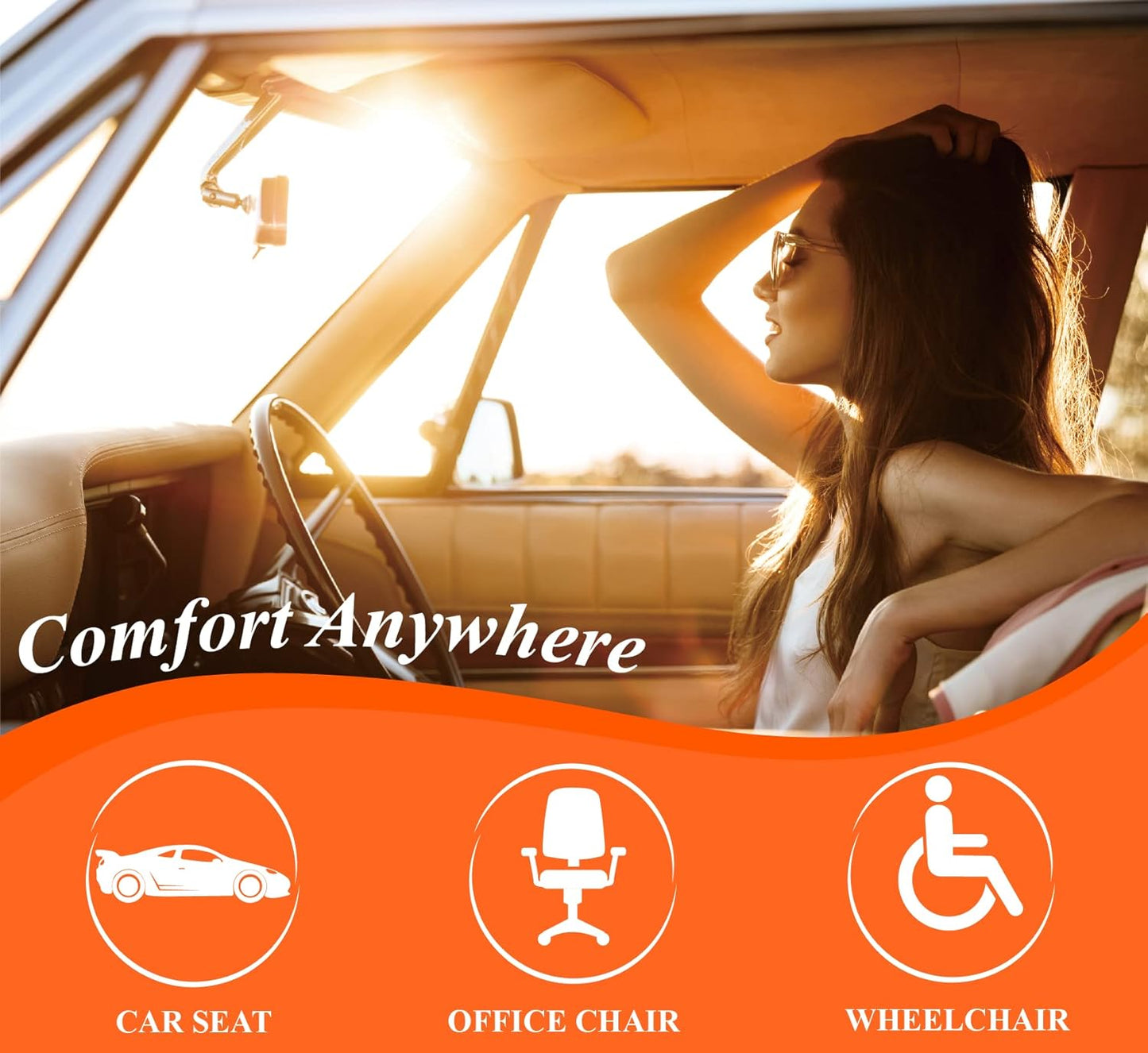 kingphenix Premium Car Seat Cushion, Memory Foam Driver Seat Cushion to Improve Driving View- Coccyx & Lower Back Pain Relief- Seat Cushion for Car, Truck, Office Chair (Black Mesh Cloth)