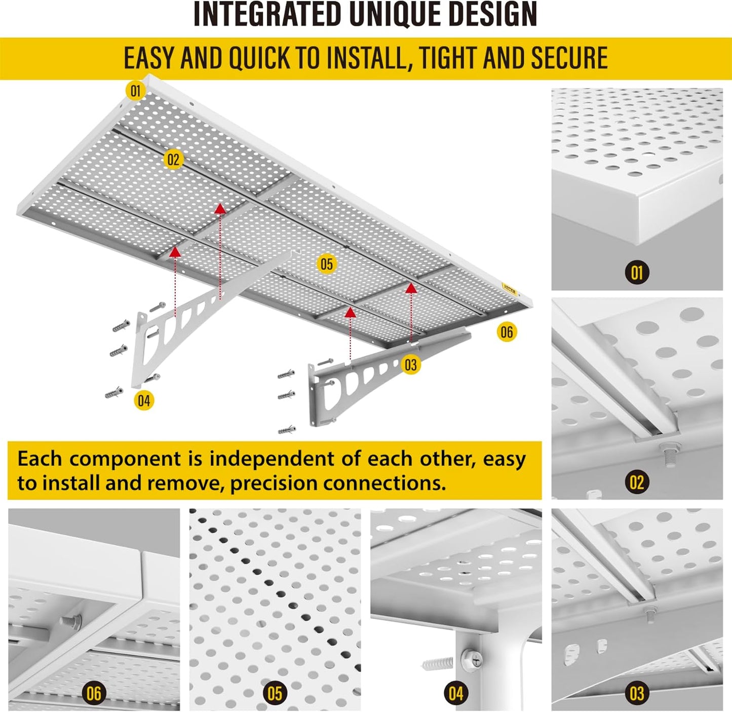 4-pack 1.64x4ft Adjustable Garage Wall Shelving 1120lbs Load Capacity Heavy Duty Wall Mounted Storage Shelf Metal Floating Shelves for Garage(White)