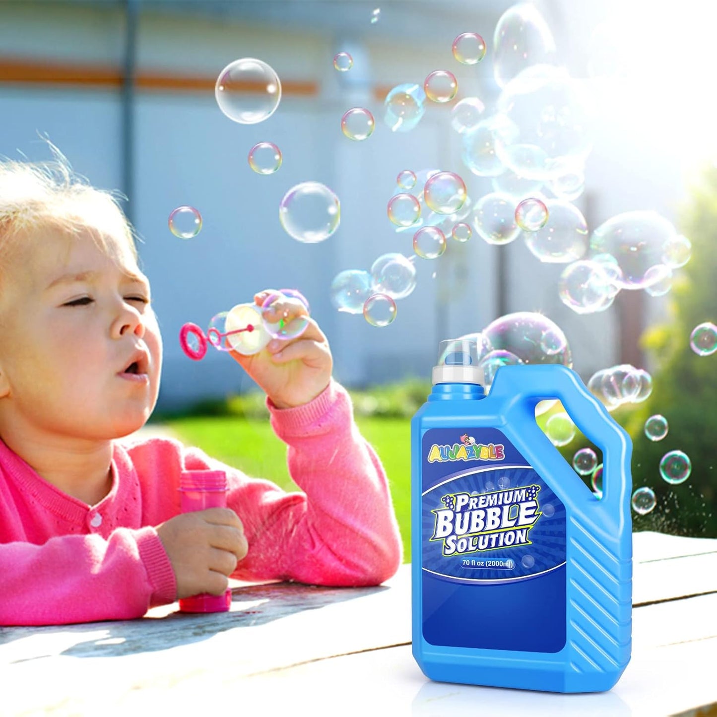 Bubble Solution Refill 70 OZ | Pre-Mix Premium Bubble Refill Solution No Measuring Required | Bubbles for Kids | Bubbles Refills | Bubbles Bulk | Bubble Machine Solution | Kids Easy Grip Bottle